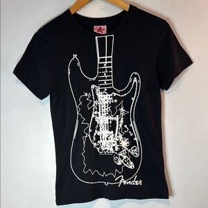 Fender Black and White Stratocaster Graphic Tee size XS
